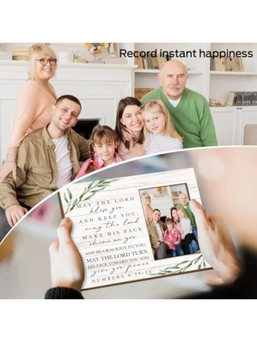 Christian Wood Photo Frame 4x6 - Blessing Gift for Wall/Tabletop Display